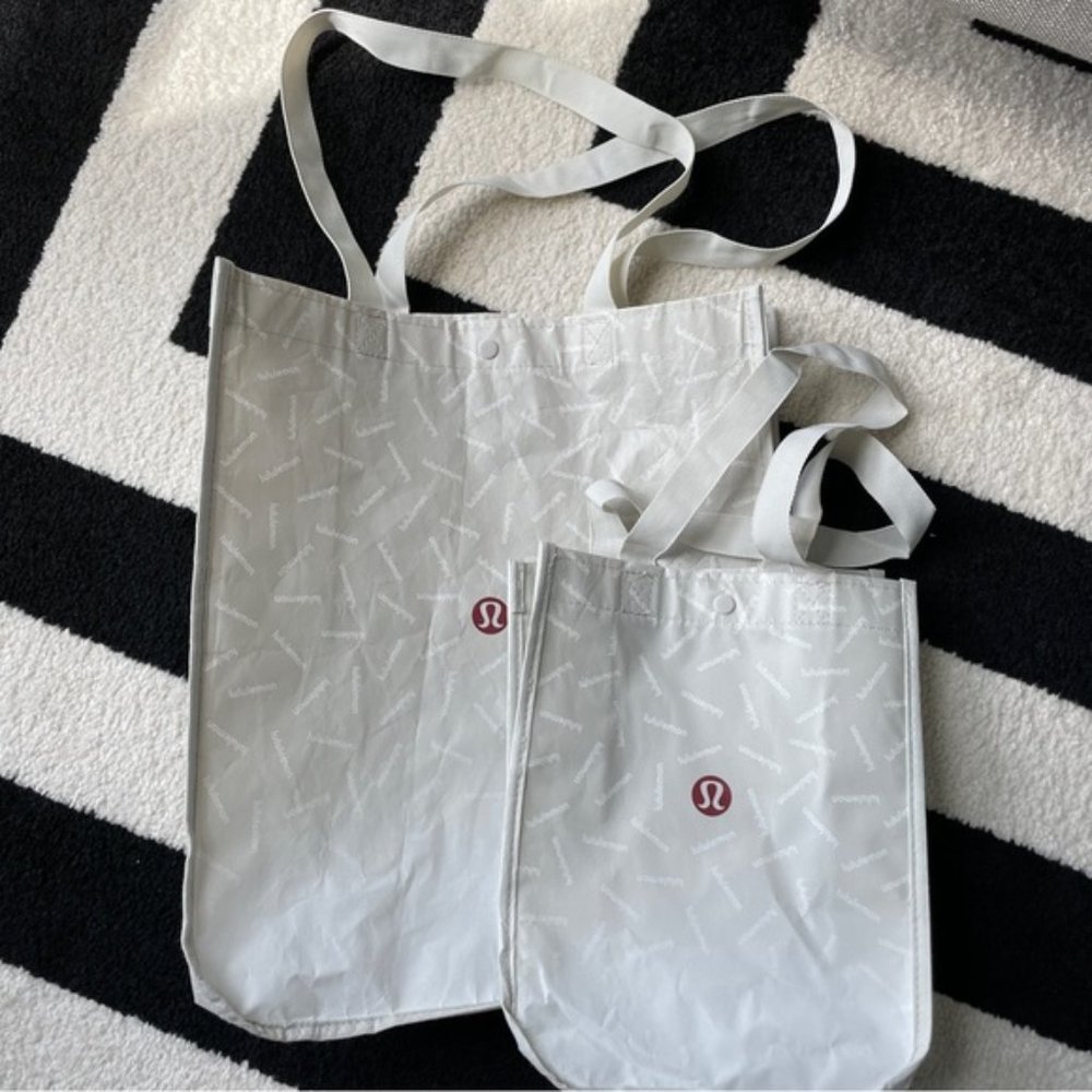 SOLD Lululemon Shopping Bags White Grey Large Small